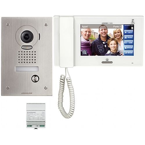 Kit Videointerfon Aiphone JPS-4AEDF, Post exterior JP-DVF + Monitor Touch JP-4MED + Alimentare PS-2420UL