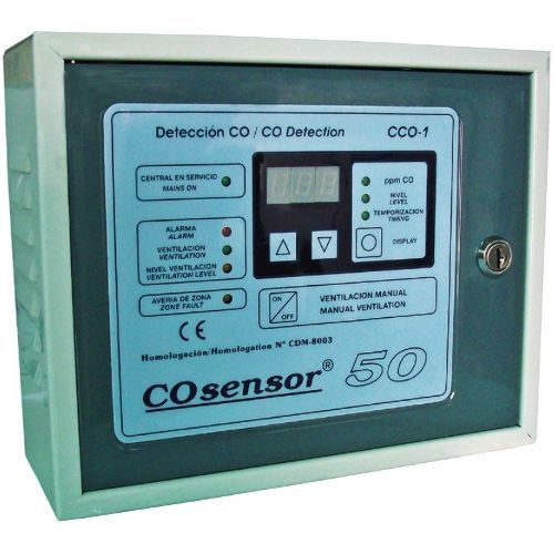 Centrala monoxid de carbon Cofem CCO-1, 1 zona, Max. 15 detectori, Dubla ventilatie si iesire baterii