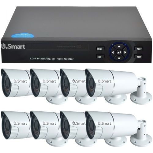 Sistem supraveghere U.Smart D1-408, 4-in-1, Full HD 1080p, 8 camere Bullet UB-622, Exterior