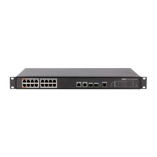 Switch Dahua PFS4218-16ET-240 16 porturi PoE + 2 Port Gigabit + 2 SFP Combo, 240W