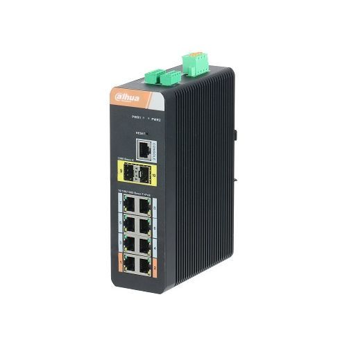Switch Dahua PFS4210-8GT-DP, PoE Industrial 8 porturi Gigabit, 2x SFP, 120W