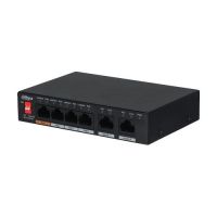 Switch Dahua PFS3006-4ET-60-V2 PoE 4+2 porturi, 250m, 30W, Max. 60W, Unmanaged